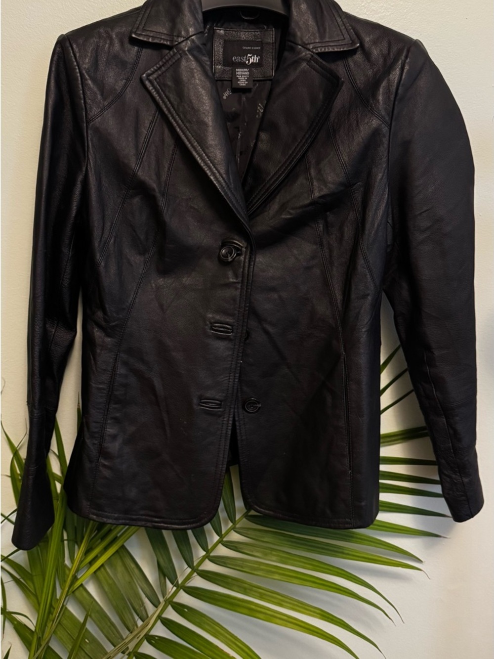 East 5th Black Leather Blazer Jacket
